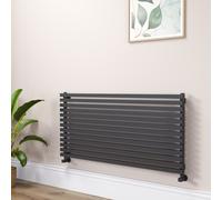 Ravello Linea Midnight Black Square Designer Radiator 585x1200mm Single Panel 3287 BTU - Horizontal Bars
