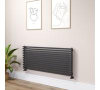 Ravello Linea Midnight Black Square Designer Radiator 585x1400mm Single Panel 3782 BTU - Horizontal Bars