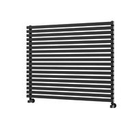 Ravello Linea Midnight Black Square Designer Radiator 810x1000mm Single Panel 3860 BTU - Horizontal Bars