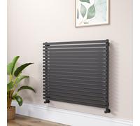 Ravello Linea Midnight Black Square Designer Radiator 810x1000mm Single Panel 3860 BTU - Horizontal Bars
