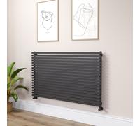 Ravello Linea Midnight Black Square Designer Radiator 810x1400mm Single Panel 5235 BTU - Horizontal Bars