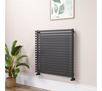 Ravello Linea Midnight Black Square Designer Radiator 810x800mm Single Panel 3150 BTU - Horizontal Bars