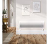 Ravello Linea White Square Designer Radiator 315x1000mm Single Panel 1502 BTU - Horizontal Bars