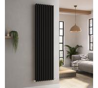 Ravello Midnight Black Vertical Square Designer Radiator 1800x450mm Double Panel 5357 BTU