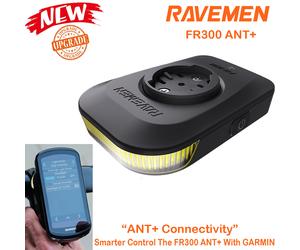 RAVEMEN FR300 ANT+ Bike Front Light for Garmin Control LED Headlight Auto on-off