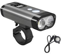 Ravemen PR1400 USB Rechargeable Twin DuaLens Front Light 1400 Lumens with Wired Remote Grey/Black