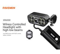 Ravemen XR6000 Wireless Switch MTB Front Headlight - Rechargeable / Black / Front Black