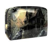 Raven Abandoned House Dead Tree Cosmetic Bag for Women, Travel Toiletries Bags Large PVC Makeup Handy Pouch Organiser with Zipper