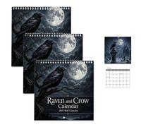 Raven and Crow 2027 Wall Calendar, 12 Months of Moonlit Gothic Art(3pcs) | Dark Gothic Raven Calendar - Mysterious Black Bird Artwork Monthly Hanging Calendar for Home Office Room Decor