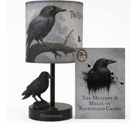 Raven and Crow Table Lamp - Halloween Themed Gifts Lamp - Gothic Desk Lamp with LED Bulb - Nevermore Inspired Edgar Allan Poe Gift for Library or Bedroom - Dark Academia, Witchy, Viking Decor