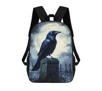 Raven And Moon Fashion Backpack 17 Inch Simple Laptop Bag Travel Hiking Camping Daypack
