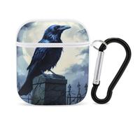 Raven And Moon Headphone & Earphone Cases Compatible with Airpod 1&2 Scratch-Resistant PC Protective Cover with Keychain White-style