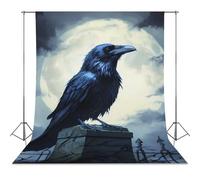 Raven And Moon Photo Backdrop Polyethylene Studio Background for Photography Video Broadcast Photoshoot