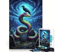 Raven And Snake in Graveyard Jigsaw Puzzle 1000 Piece for Adults Mind Game Toy Peaceful Fun Neat Cut Art Collection Piece (38x26cm)