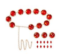 Raven Belt Teen Titans Costume Red Gems Stone Women Halloween Cosplay Props | 5 Piece Set, Red Gem Waist Chain, Gold-Tone Costume Accessories, Adult, Halloween Party, Fancy Dress