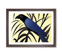 Raven Bird Art Deco Abstract Framed Print | A4 Walnut Framed Wall Art | Ready to Hang | Art Deco Animal Picture | Living Room Bedroom Lounge Office