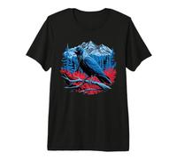 Raven Bird Mountain Forest Wilderness Nature Gothic Art Premium T-Shirt