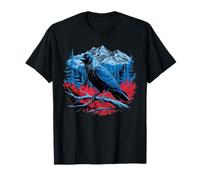 Raven Bird Mountain Forest Wilderness Nature Gothic Art T-Shirt