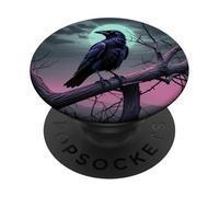 Raven Bird of Ill Omen Full Halloween Moon PopSockets Swappable PopGrip