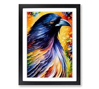 Raven Bird Painted Vol.1 Framed Print | A2 Black Framed Wall Art | Ready to Hang | Modern Animal Picture | Living Room Bedroom Lounge Office