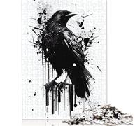 Raven Black And White Puzzles 500 Pieces Wooden Puzzles Puzzles for Adults & Teenager Family Entertainment Toys 500pcs (52x38cm)