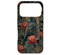 Raven Black Crow Goth Wild Flower Gothic Stained Trendy Case for iPhone 17 Pro