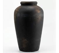 Raven Black Textured Decorative Ceramic Vase, 27 cm Tall, Modern Tapered Black Vase for Dried Flowers, Shelf, Console Table and Living Room Décor