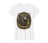 Raven Botanical Society Gothic Garden Illustration Value Graphic T-Shirt, Women, White, L