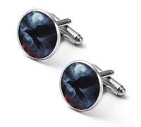 Raven Castle Moon Men’s Classic Cufflinks Jewelry Accessories for Suit Shirts Husband Anniversary Birthday Gift 2.0cm