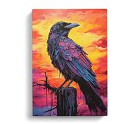 Raven Colour Field Art Canvas Print | Gallery Wrapped 30mm Frame Wall Art | 30x20 inches | Ready to Hang | Contemporary Landscape Picture | Living Room Bedroom Lounge Office