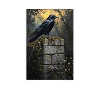 Raven Cottagecore Print Dark Academia Art Cottagecore Decor Antique Bird Illustration Woodland Raven Poster Rustic Vintage Wall Art-1