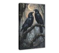 Raven Couple Dark Academia Cottagecore Art Print Moody Gothic Wall Art Vintage Nature Poster for Living Room Bedroom Or Gallery Wall-1