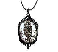Raven Cross Glass Pendant Necklace for Women Men Vintage Gothic Cross Crow Necklace Retro Dark Raven Embossed Pendant Necklace Gothic Crow Cross Glass Pendant Necklace Vintage Gothic Rope Chain Crow
