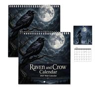 Raven & Crow 2027 Wall Calendar - 12 Months of Moonlit Gothic Art(2pcs) | Dark Gothic Raven Calendar - Mysterious Black Bird Artwork Monthly Hanging Calendar for Home Office Room Decor