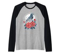 Raven Crow Black Bird Art Spooky Raglan Baseball Tee