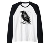 Raven Crow Corvid Gothic Nevermore Dark Aesthetic Raglan Baseball Tee
