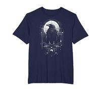 Raven Crow Dark Bird Witchcraft Omens Midnight T-Shirt, Men's Big and Tall, Navy Blue, 5X Tall