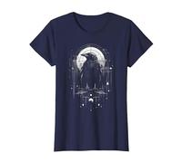 Raven Crow Dark Bird Witchcraft Omens Midnight T-Shirt, Women, Navy Blue, X-Small