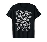 Raven Crow Gothic Skeleton Flying Birds Halloween Pattern T-Shirt
