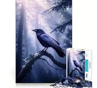 Raven Crow in Misty Forest Jigsaw Puzzles 1000 Pieces for Teenagers Raise Memory Easy Leisure Clean Edge Xmas Surprise (50x75cm)