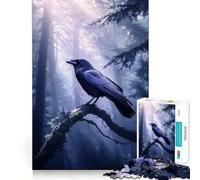 Raven Crow in Misty Forest Jigsaw Puzzles for Adults 1000 Piece Logic Toy Stress Release Precision Cut Festival Gift (38x52cm)