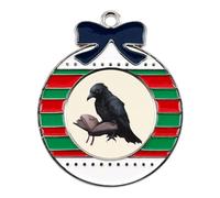 Raven Crow Reading Book Cute Christmas Pendant Charms Metal Hanging Xmas Tree Ornament Decoration Craft Circular