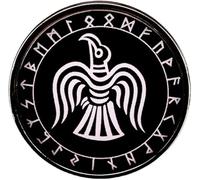Raven Crow Rune Symbol Norse Viking God Odin Celtic Knot 1.2" Enamel Pin Badge