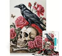Raven Crow Skull Skeleton Jigsaw Puzzles for Adults1000 Piece Brain Teaser Home Leisure Image Assembly Birthday Gift (50x75cm)