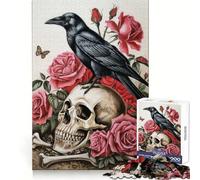 Raven Crow Skull Skeleton Jigsaw Puzzles for Adults1000 Piece Brain Teaser Home Leisure Image Assembly Birthday Gift (50x75cm)