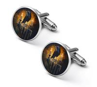 Raven Crow with Two Candles Shirt Cufflinks for Men Cuff Links Tie Father Husband Wedding Business 2.0cm