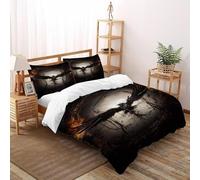 Raven Darkness Bedding Set 3D Digital Printing Gothic Themes Duvet Cover Set Chic Breathable Quilt Cover Universal for All Seasons with Pillowcase Super King（260x220cm）
