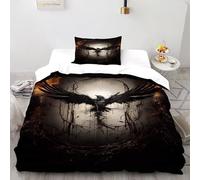 Raven Darkness Bedding Set 3D Digital Printing Gothic Themes Duvet Cover Set Microfiber Comforter Cover Universal for All Seasons Pillowcase Single（135x200cm）