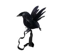 Raven Decor - Realistic Bird Statue Craft, Creepy Display Accent Feature, Haunted Interior Atmosphere Presence, Spooky Gothic Halloween Scene Effect | Horror Figurine for Bedroom Holiday Theme
