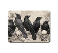 Raven Dish Drying Mats For Kitchen Counter, Gothic Black Bird Absorbent Rubber Dish Rack Mat, Halloween PU Leather Drying Pad For Kitchen Protector 18x24 Inch
